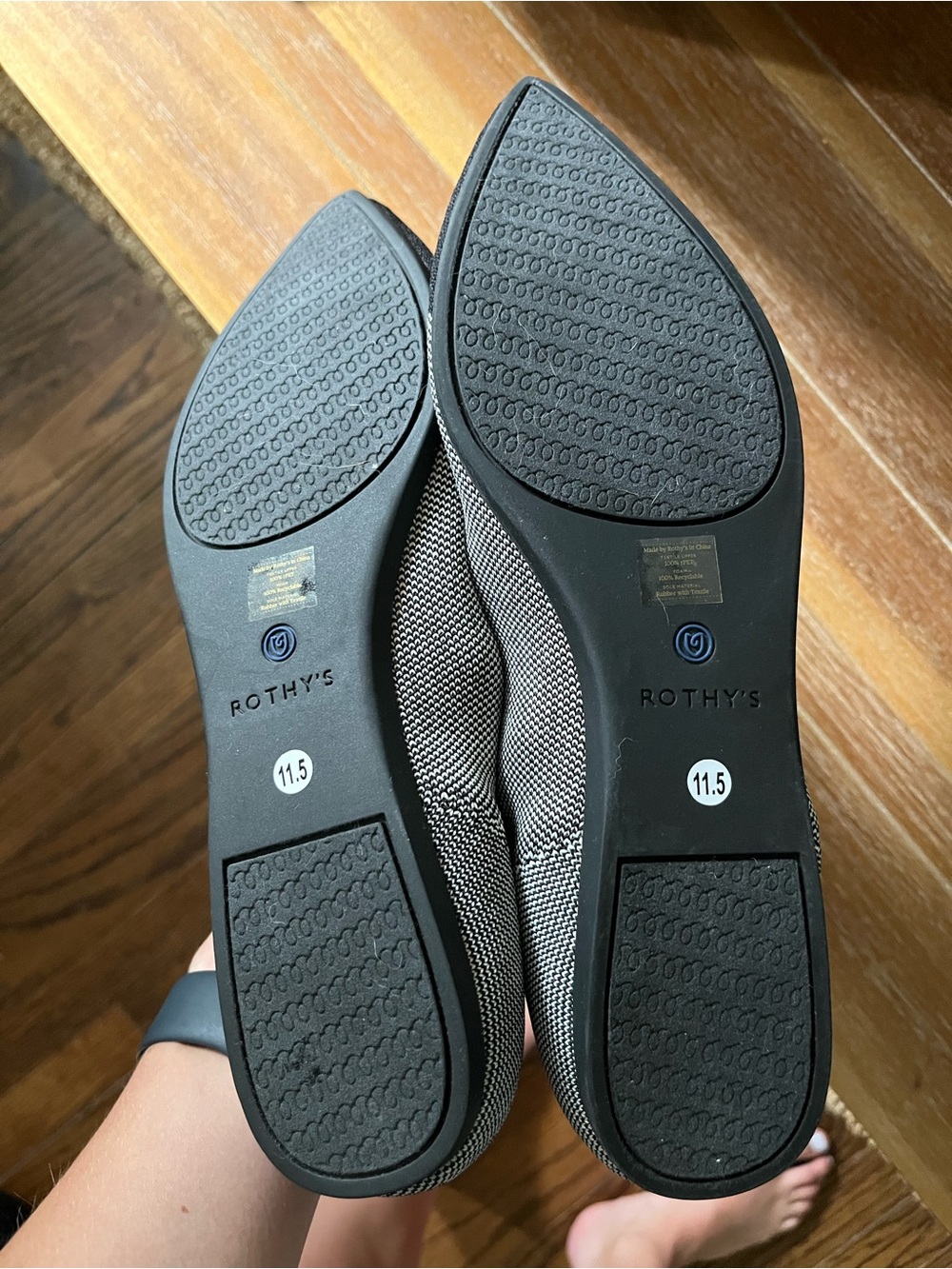 Rothy’s Black and Grey Pointed Knit Flats - Picture 5 of 5